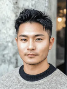 アップバング、ショート、ツーブロック